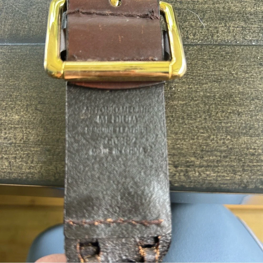 Antonio Melani ladies genuine leather braided boho belt size medium gold buckle